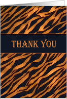 Thank You, zebra print, golden brown, blank note card