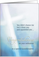 To my granddaughter, Congratulations on your ordination, cross card