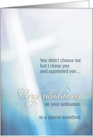 To my grandson, Congratulations on your ordination, cross card