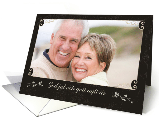 Merry Christmas in Swedish, Photo Card, chalkboard effect card