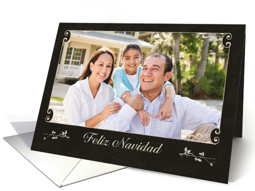 Merry Christmas in Spanish, Photo Card, chalkboard effect card
