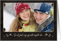 Merry Christmas in Norwegian, Photo Card, chalkboard effect card