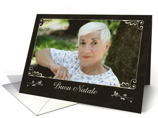 Merry Christmas in Italian, Photo Card, chalkboard effect card