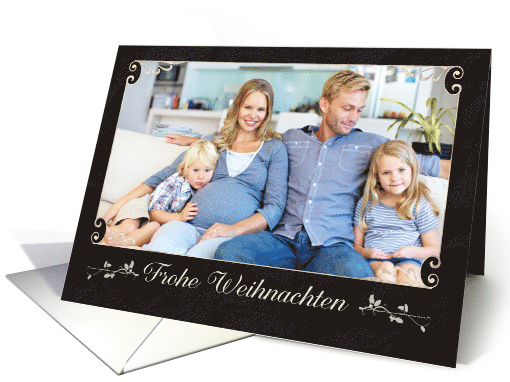 Merry Christmas in German, Photo Card, chalkboard effect card