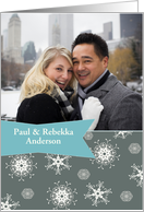 Customizable contemporary Christmas photo card, snowflakes card
