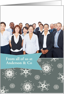 Customizable contemporary business Christmas photo card, snowflakes card