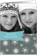 Merry Christmas in Dutch, Customizable photo card, snowflakes card