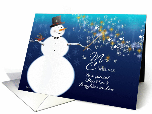 Merry Christmas to my Step Son and Daughter-in-Law, snowman card