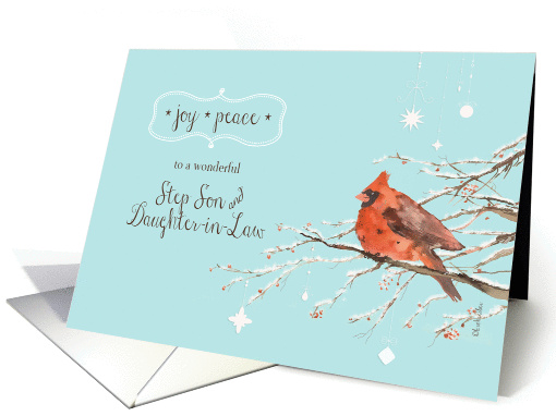Merry Christmas to my Step Son and Daughter-in-Law, cardinal card