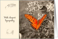 With deepest Sympathy, Christian Sympathy card, orange butterfly card
