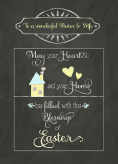 Easter Blessings to our pastor and wife, chalkboard effect