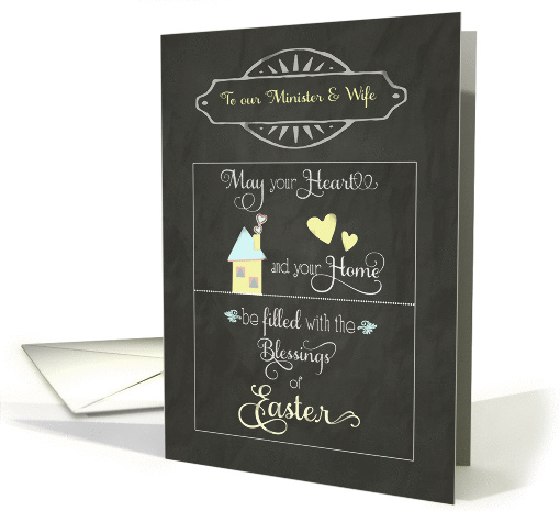 Easter Blessings to our Minister and his Wife, chalkboard effect card