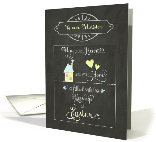 Easter Blessings to our Minister, chalkboard effect card (1179856)