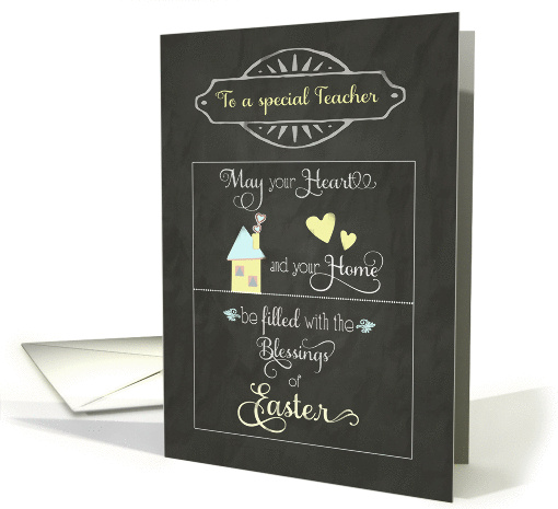 Easter Blessings to my teacher, chalkboard effect card (1180024)
