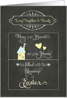 Easter Blessings to my neighbor & family, chalkboard effect card