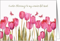 Easter Blessings, customizable Christian Card, scripture, pink tulips card