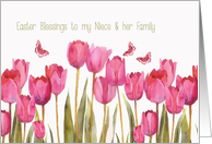 Easter Blessings to my niece and her family, scripture, tulips card