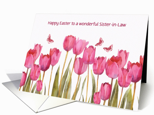 Happy Easter, Customizable Easter card, pink tulips card (1200560)
