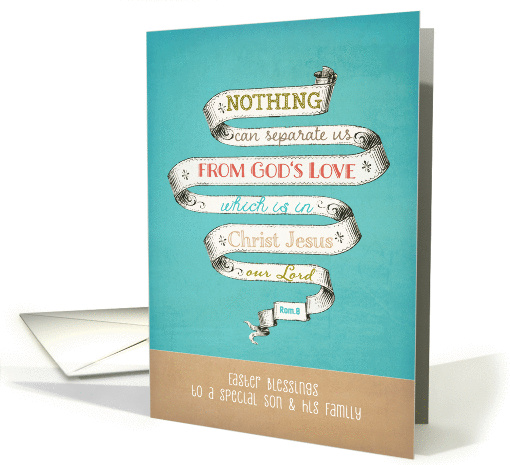 Happy Easter to my son and his family, Blessings, scripture card