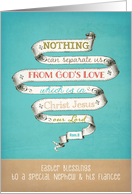 Easter blessings to my nephew and his fiancee, retro, christian card