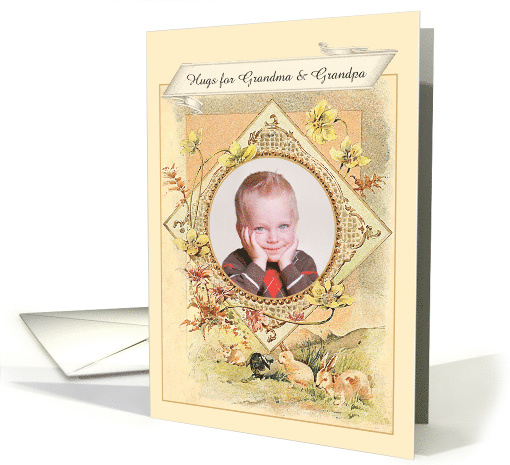 Happy Easter, Photo Card, customize, vintage, bunnies and... (1204730)