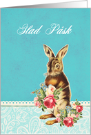 Happy Easter in Swedish, Glad Psk , vintage bunny card