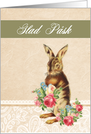 Happy Easter in Swedish, Glad Psk , vintage bunny card