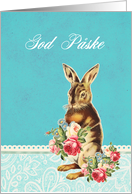 Happy Easter in Norwegian, God pske, vintage bunny card