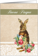 Happy Easter in Italian, Buona Pasqua, vintage bunny card