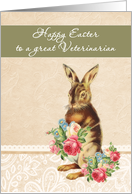 Happy Easter to a great Veterinarian, vintage bunny card