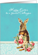 Happy Easter to a special colleague, vintage bunny card