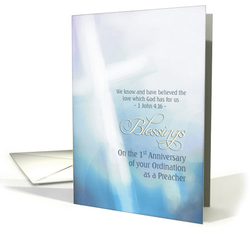Blessings, 1st Anniversary, Ordination Preacher, cross card (1228940)
