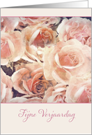Happy Birthday in Dutch, Fijne Verjaardag, pink roses card