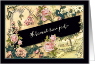 Happy Birthday in Malay, nostalgic vintage roses card