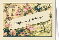 Happy Birthday in Danish, nostalgic vintage roses card