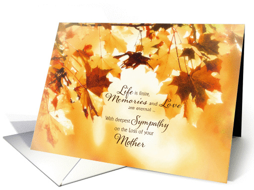 With deepest sympathy on the Loss of your Mother, autumn leaves card