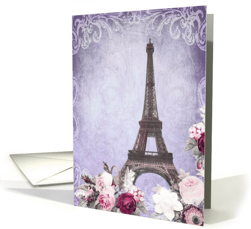 Blank note card, Eiffel tower Paris, vintage look card (1294002)