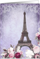 Blank note card, Eiffel tower Paris, vintage look card