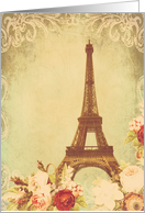 Blank note card, Eiffel tower Paris, vintage look card