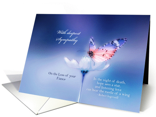 With deepest Sympathy, Loss of Military Fiance, red, white & blue card