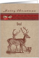 Merry Christmas to my Dad, reindeer, burlap effect card