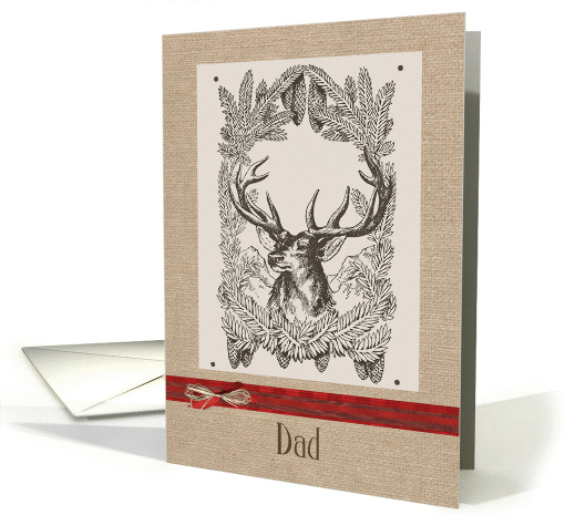 Merry Christmas to my Dad, reindeer, burlap effect card (1301618)
