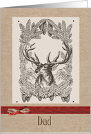 Merry Christmas to my Dad, reindeer, burlap effect card