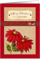 to my wonderful Mom, Merry Christmas, traditional style, burlap effect card