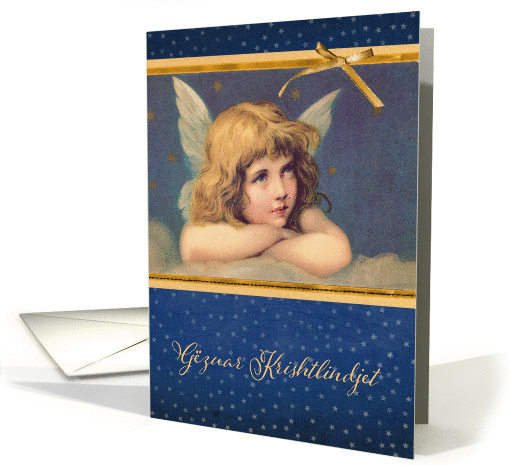 Merry Christmas in Albanian, vintage angel card (1305074)