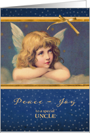 For Uncle, Peace-Joy, Christmas Card, vintage angel card