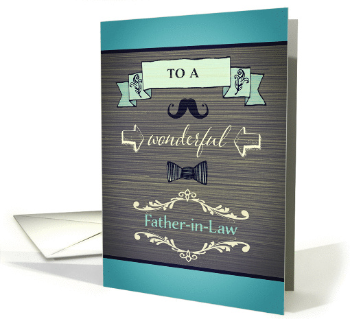 Happy Father-in-Law Day, vintage/retro effect, grey and blue card