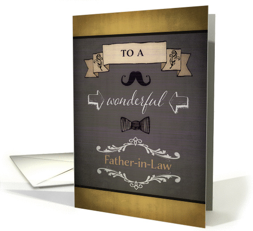 Happy Father-in-Law Day, vintage/retro effect, grey and brown card