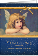 For daughter and her partner, Christmas card, vintage angel card