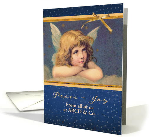 Custom personalized, Business Christmas card, vintage angel card